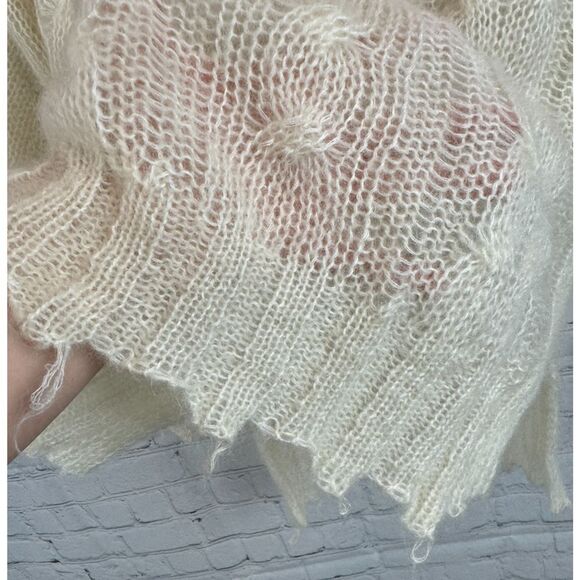 BY ANTHROPOLOGIE wool blend cable knit natural ivory sweater pullover M NWOT - Picture 5 of 9